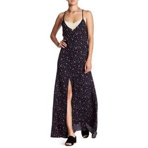 NWT Micro Floral Dress Ooberswank Maxi Navy Blue Small Cottagecore Hippie